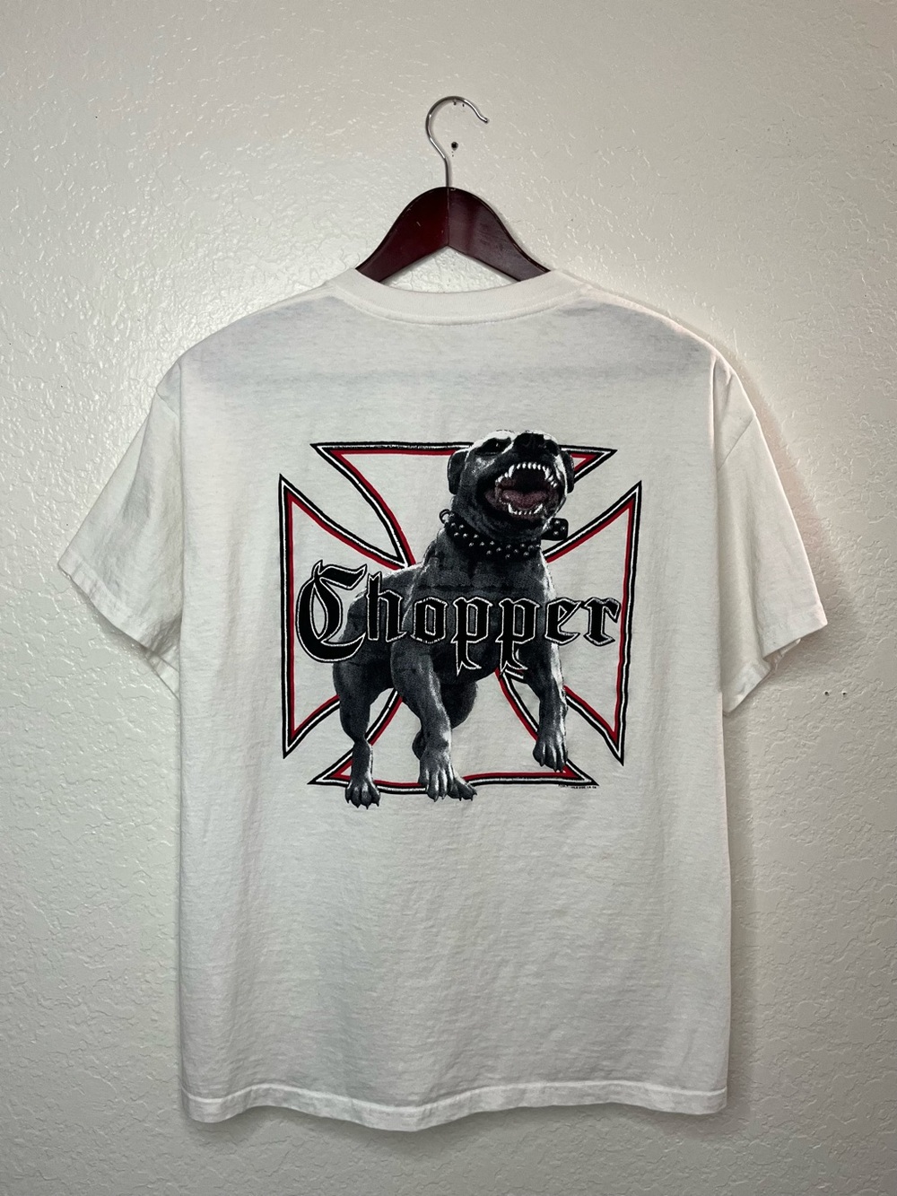 Vintage Nasty Chopper Dog Iron Cross Graphic Tee Size Large